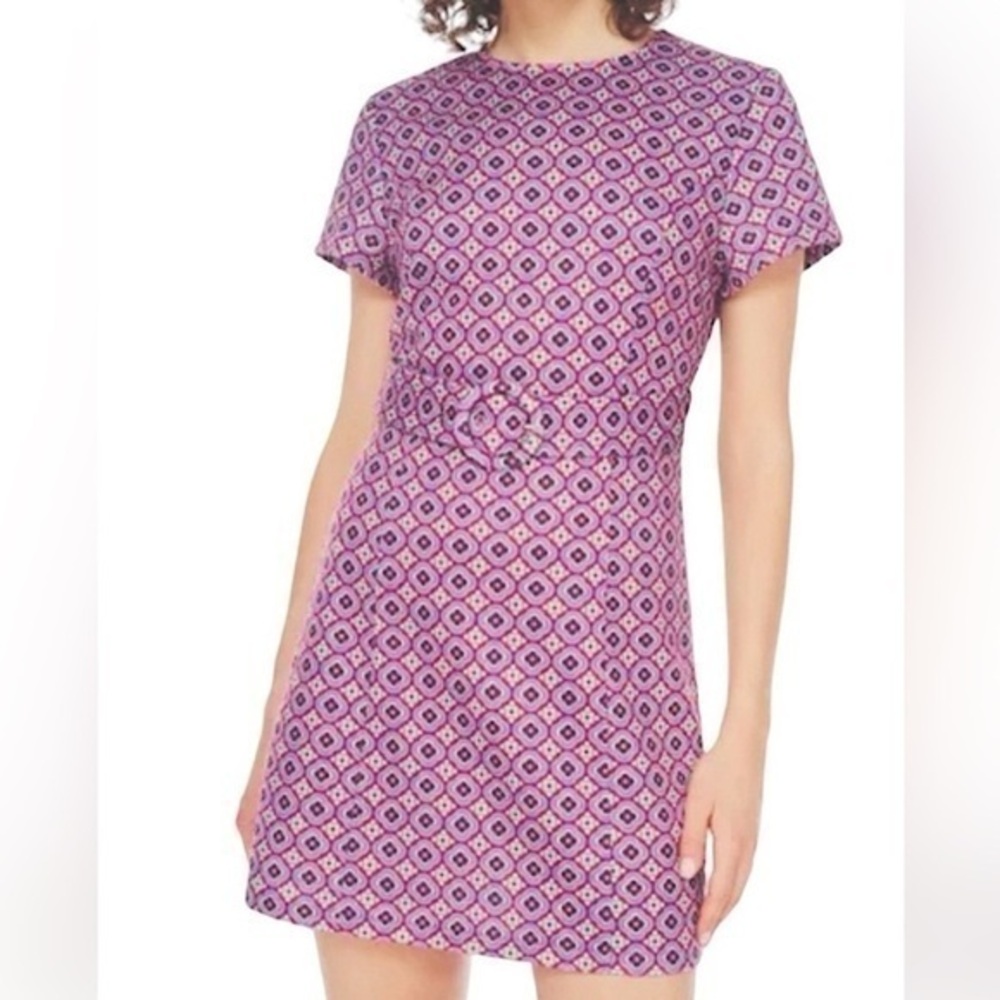 Zara Geometric Design Print Belted Dress Size XS